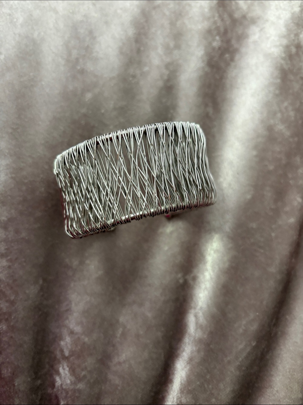 Silver Wire-Wrapped Cuff Bracelet - Women's Accessory